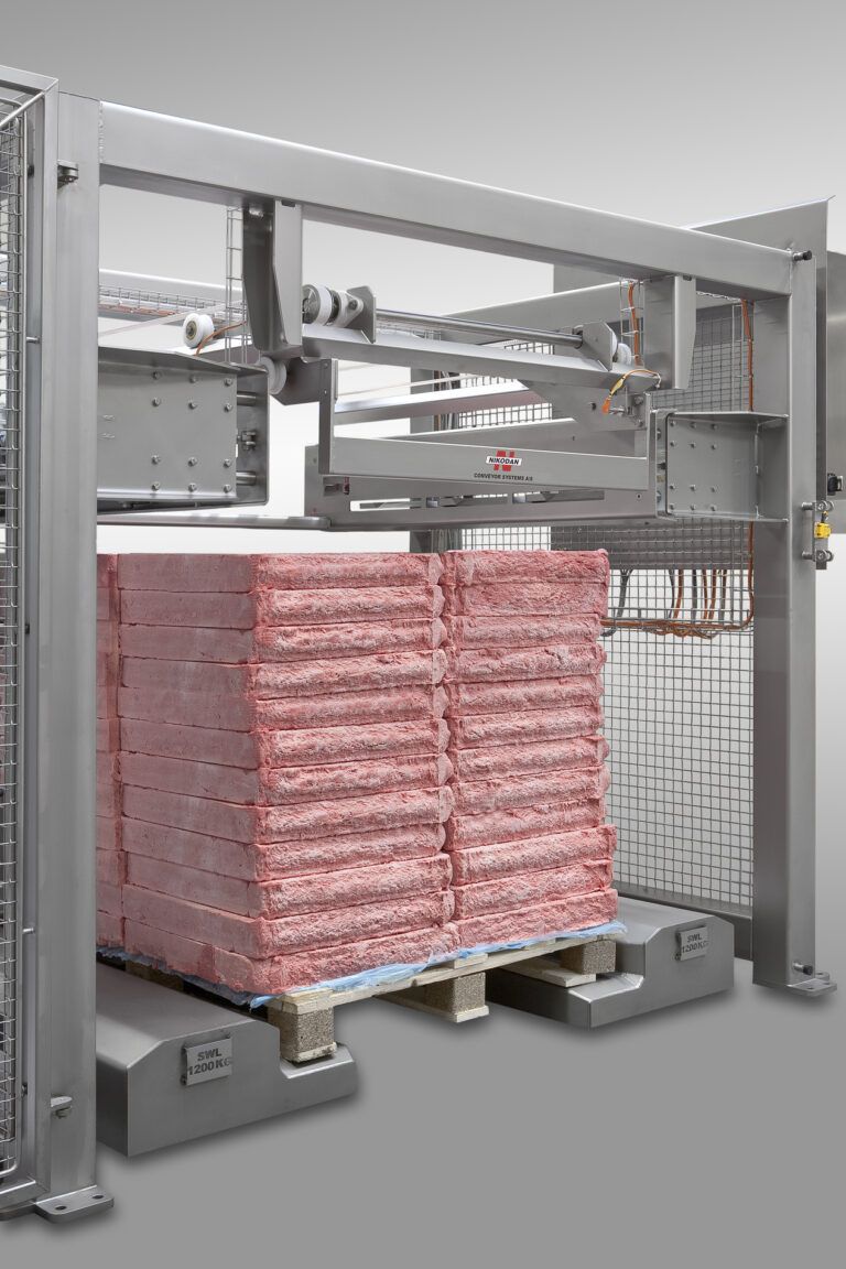 Depalletizer of frozen meat blocks